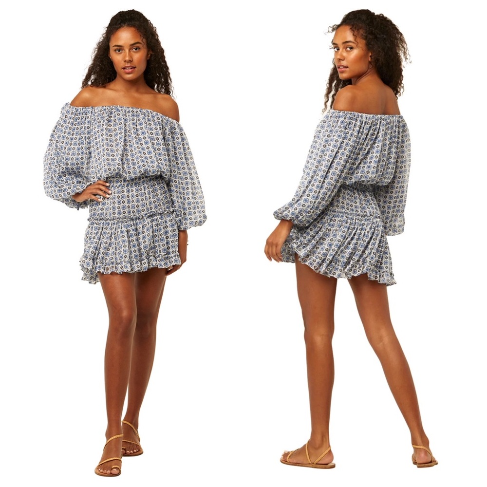 Misa Los Angeles Blue and White Mini Dress